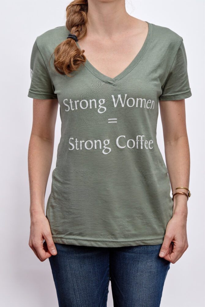 Strong Women V-Neck T-Shirt – Ethical Coffee Tee Made in Guatemala